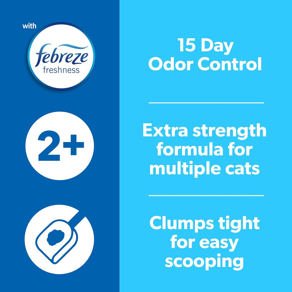 Extreme Clumping Litter with Febreze Freshness, Mountain Spring Scent Clumping Cat Litter with Guaranteed Odor Control, 14 Lb. Box