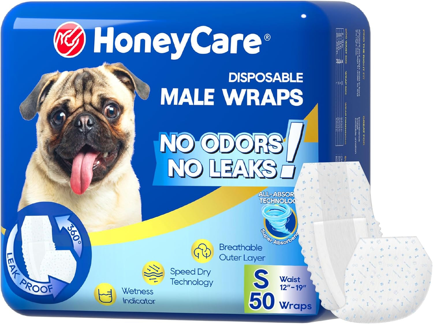 All-Absorb A26 Male Dog Wrap, 50 Count, Small